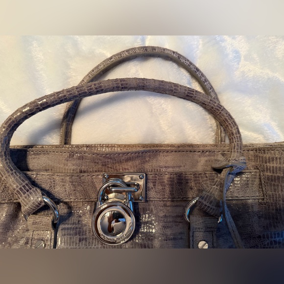 Michael Kors Silver Crocodile-Embossed Satchel - Picture 8 of 10